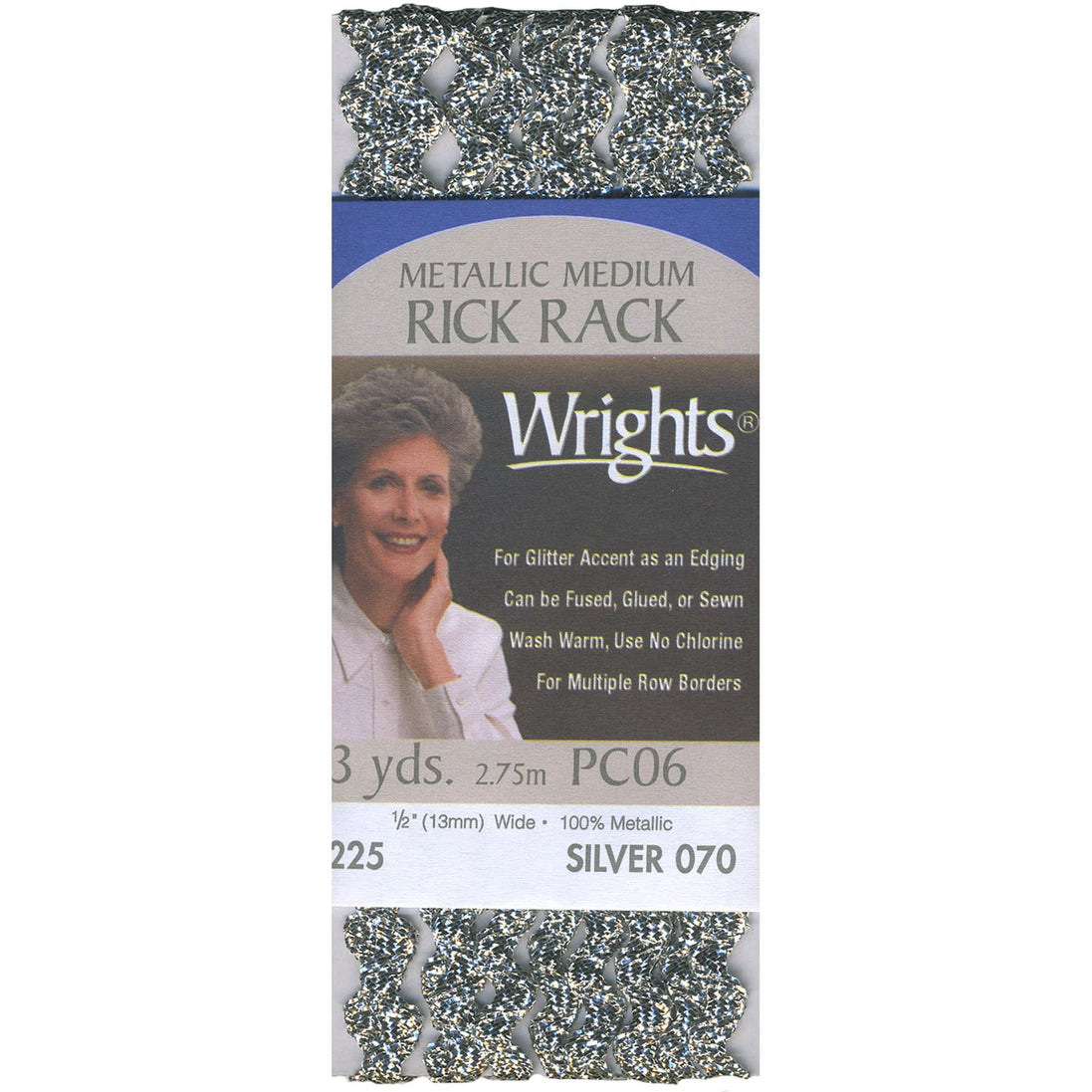 Wrights Rick Rack Metallic Silver